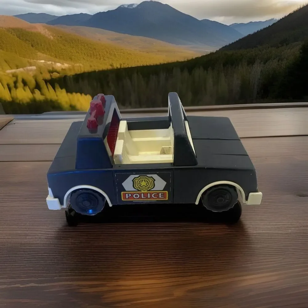 1981 Fisher Price Husky Helpers Police Car Vintage Toy 8”